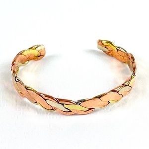 NWOT Braided Copper, Brass, Nickle Cuff Bracelet Adjustible